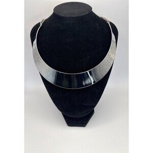 Express Silver Tone Wide Choker Collar Statement 14” Necklace NEW